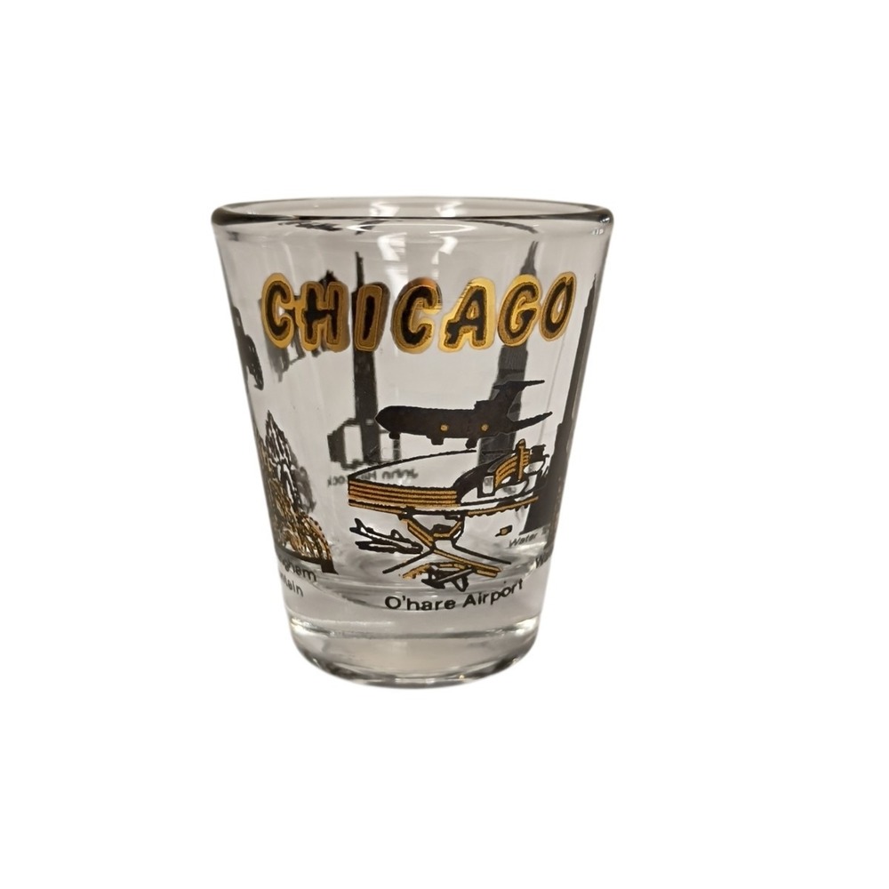 Chicago Illinois Shot Glass USA Souvenir Airport Sears Tower John Hancock Center